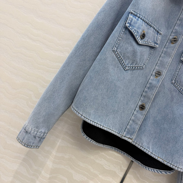 CC 26s Collared Denim Jacket Light Blue Cotton 450800
