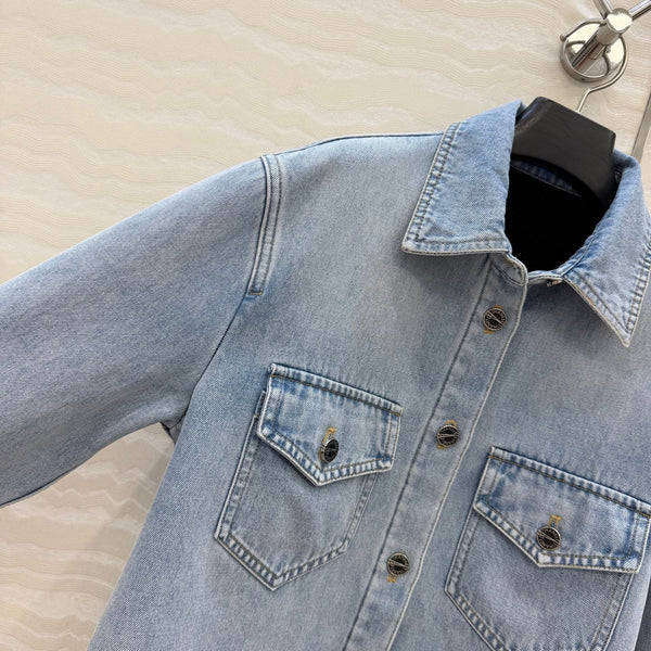 CC 26s Collared Denim Jacket Light Blue Cotton 450800