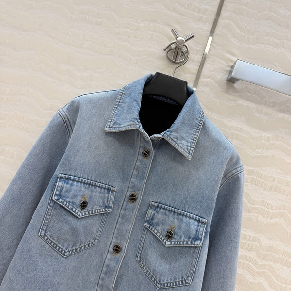 CC 26s Collared Denim Jacket Light Blue Cotton 450800