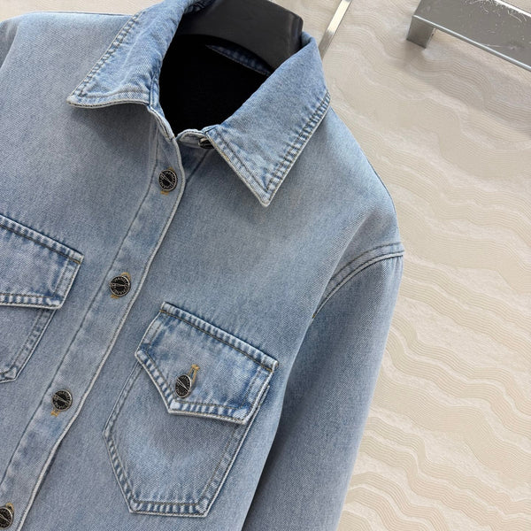 CC 26s Collared Denim Jacket Light Blue Cotton 450800