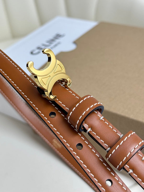 CEL Gold Buckle 13mm Belt Brown Cowhide 179728