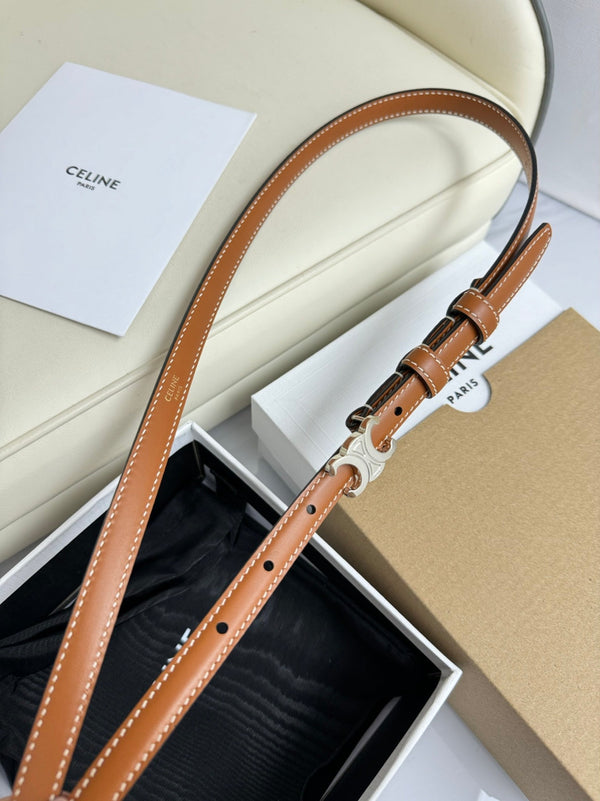 CEL Silver Buckle 13mm Belt Brown Cowhide 179727