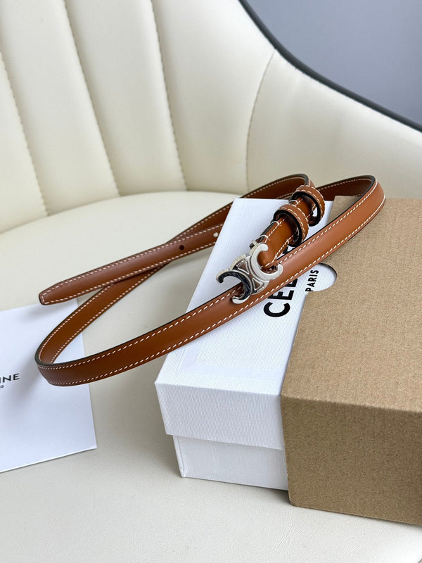 CEL Silver Buckle 13mm Belt Brown Cowhide 179727