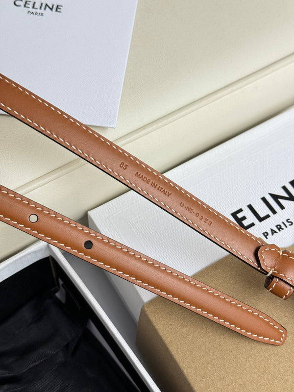 CEL Silver Buckle 13mm Belt Brown Cowhide 179727