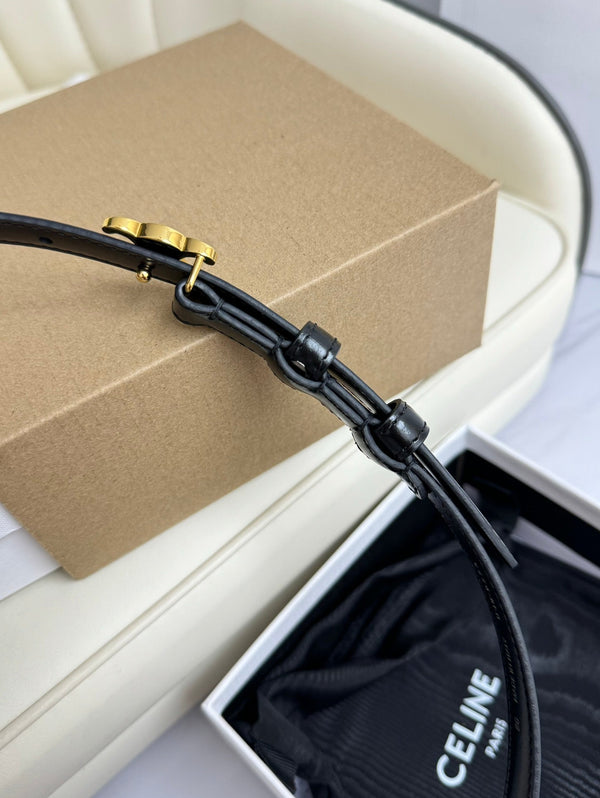 CEL Gold Buckle 13mm Belt Black Cowhide 179725