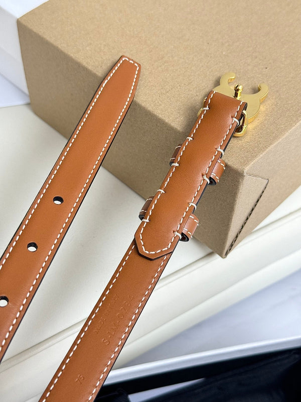 CEL Gold Buckle 18mm Belt Brown Cowhide 179730