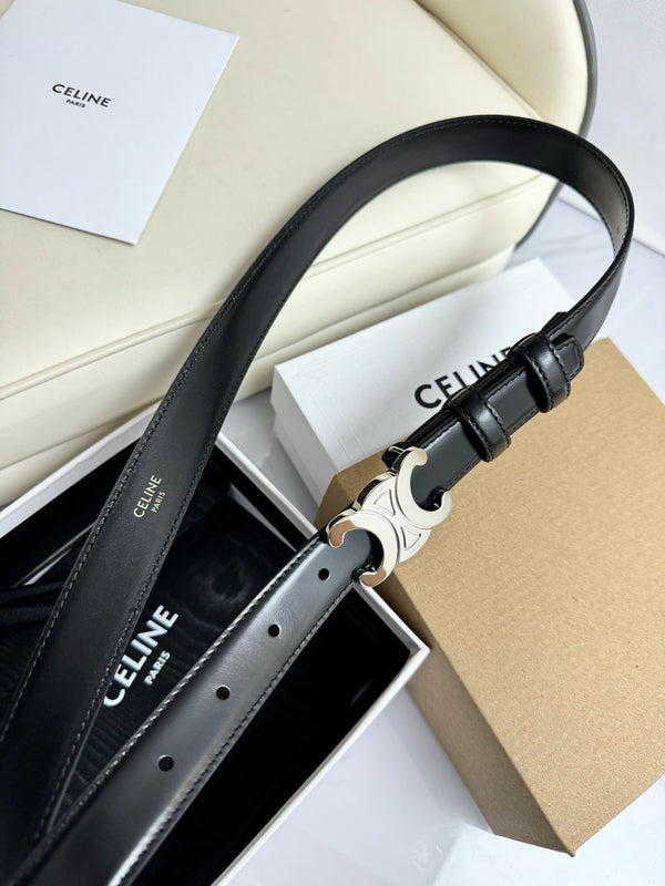 CEL Silver Buckle 18mm Belt Black Cowhide 179732