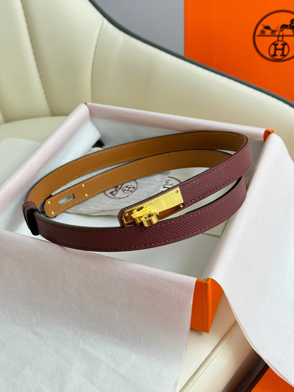 HM Kelly Belt 18mm Burgundy Epsom Leather