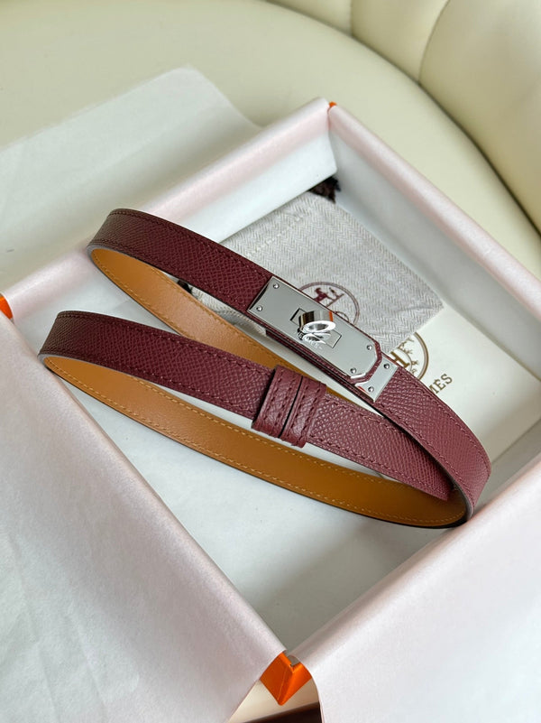 HM Kelly Belt 18mm Burgundy Epsom Leather