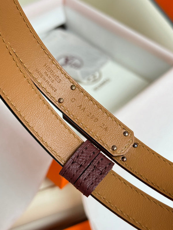 HM Kelly Belt 18mm Burgundy Epsom Leather