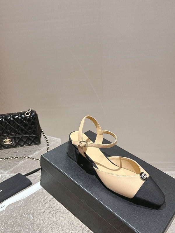 slingbacks 45 beige black lambskin grosgrain