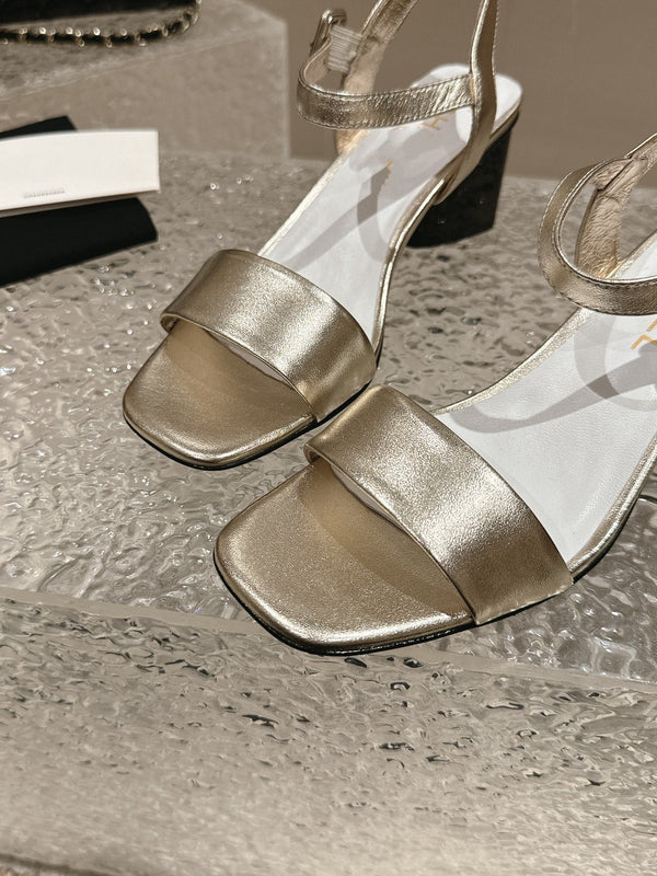 slingbacks sandal 60 white gold metalic lambskin