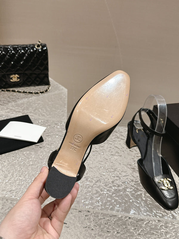 slingbacks 60 black lambskin cc logo