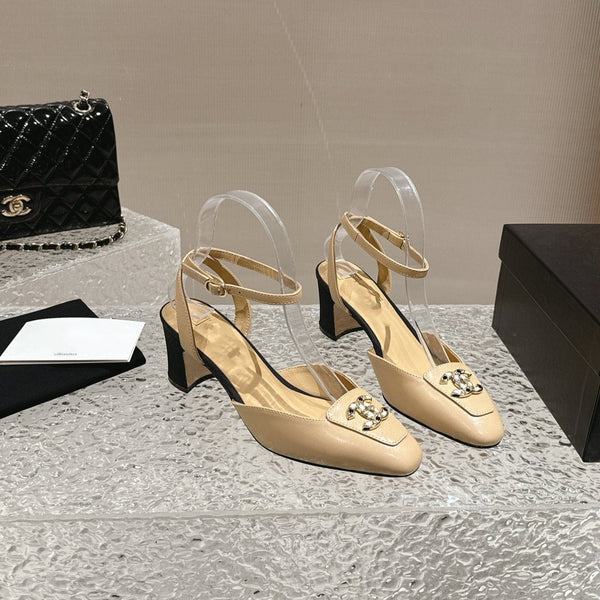 slingbacks 60 beige black lambskin cc logo