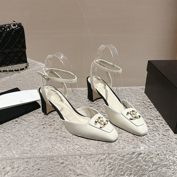 slingbacks 60 white black lambskin cc logo