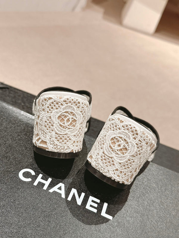 sandalo mulo 60 incrociato tessuto pizzo bianco