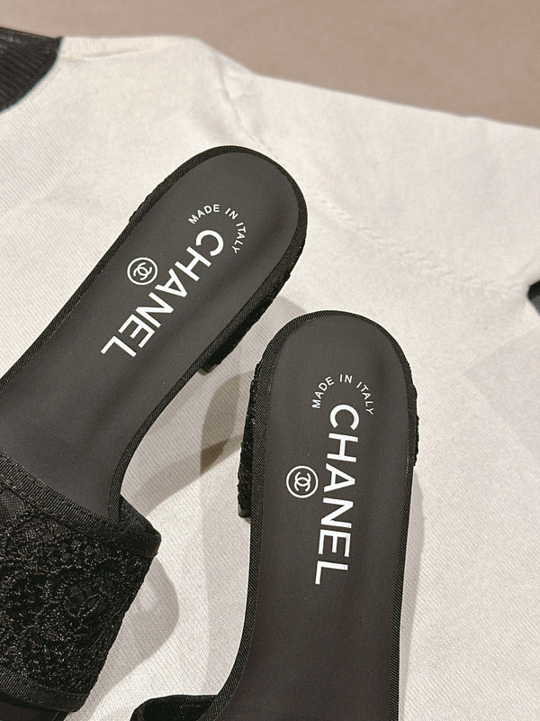 sandalo mulo 60 tessuto pizzo nero