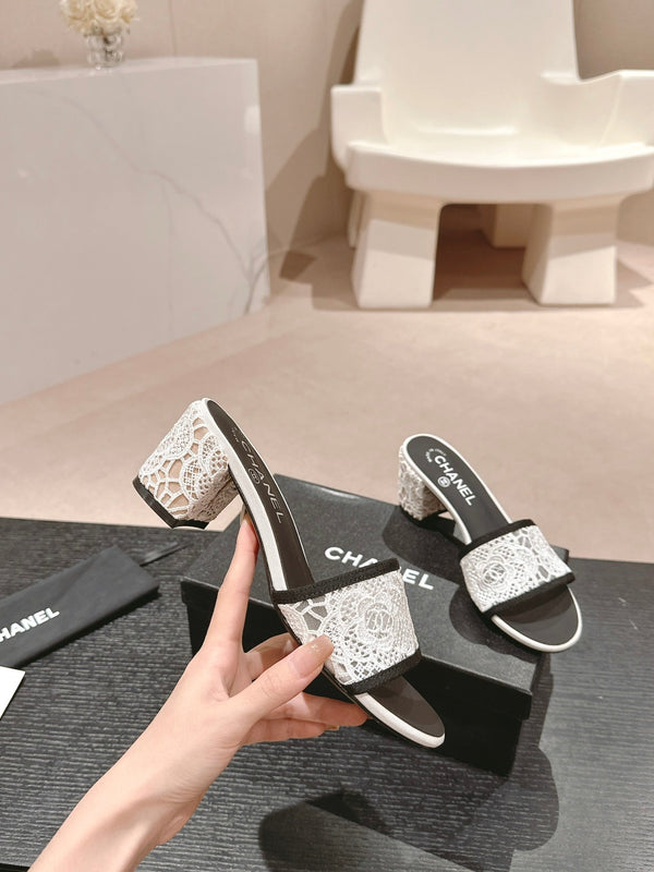 sandalo mulo 60 tessuto pizzo bianco