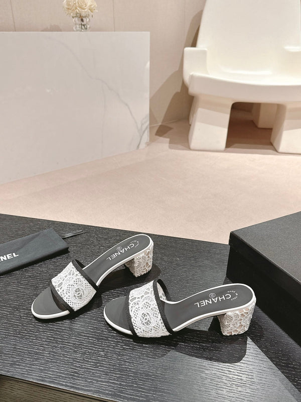 sandalo mulo 60 tessuto pizzo bianco