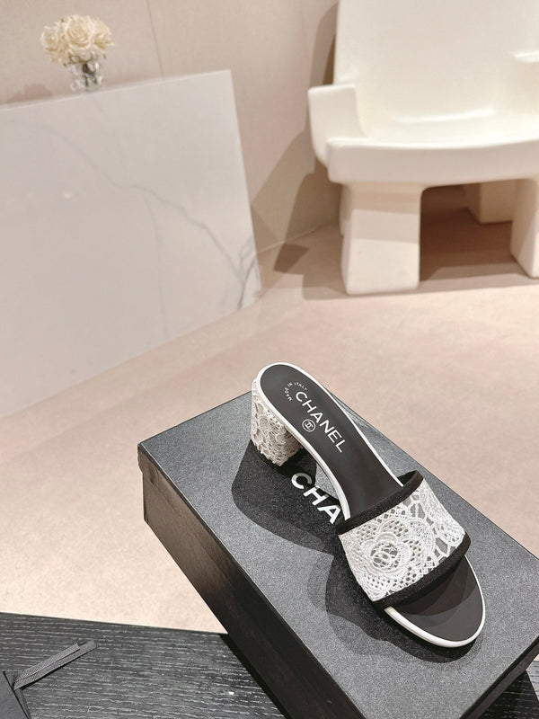 sandalo mulo 60 tessuto pizzo bianco