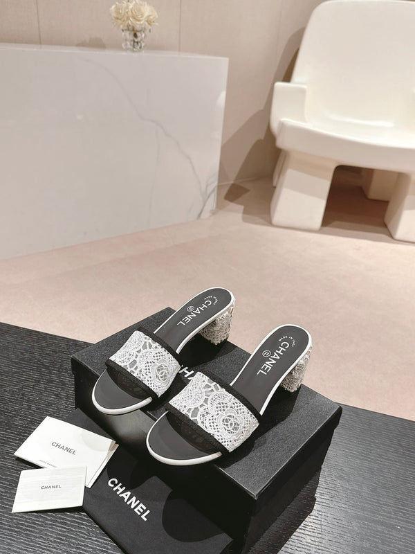 sandalo mulo 60 tessuto pizzo bianco