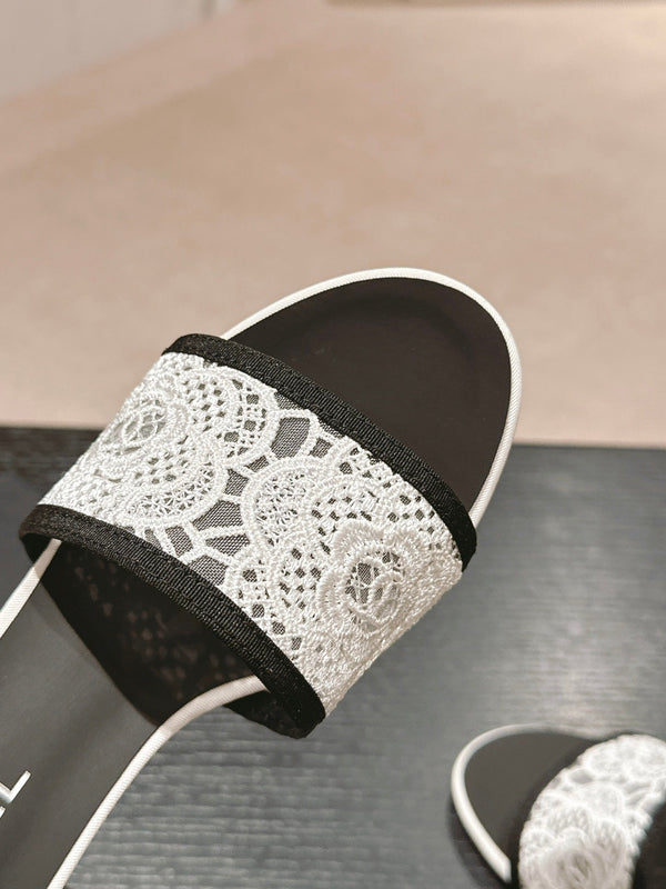 sandalo mulo 60 tessuto pizzo bianco