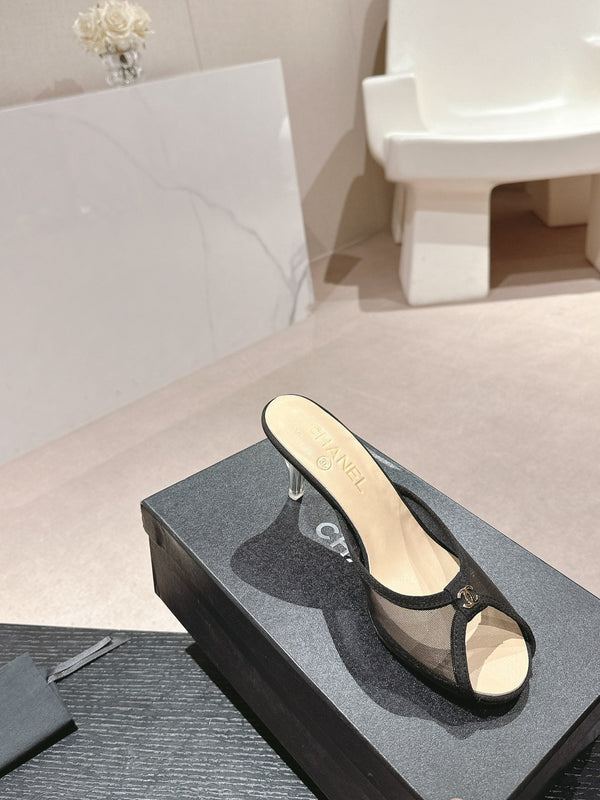 sandalo mulo 75 tessuto nero vitello beige