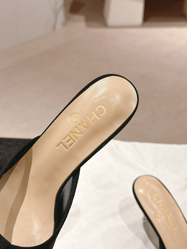 sandalo mulo 75 tessuto nero vitello beige