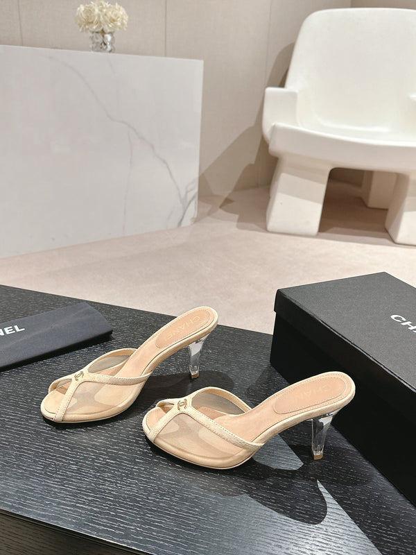 sandalo mulo 75 tessuto beige pelle di vitello beige scuro