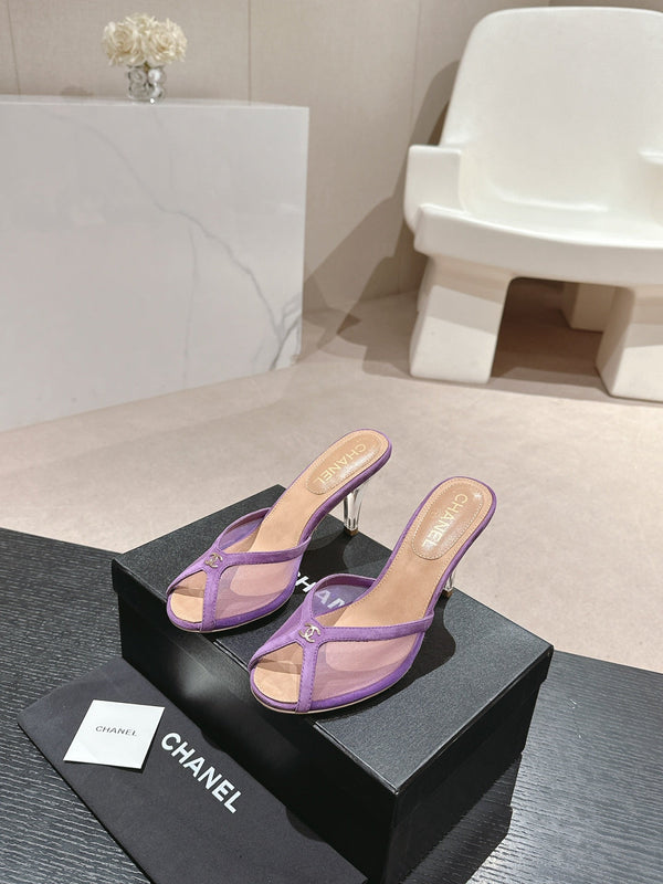 sandalo mulo 75 tessuto viola pelle di vitello beige scuro