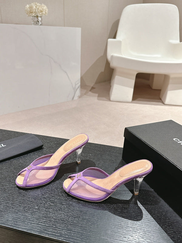 sandalo mulo 75 tessuto viola pelle di vitello beige scuro