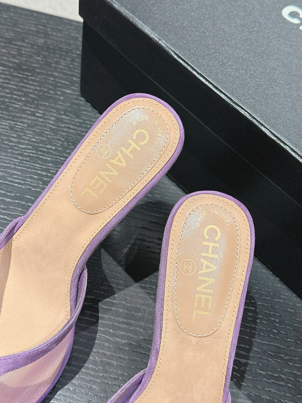 sandalo mulo 75 tessuto viola pelle di vitello beige scuro