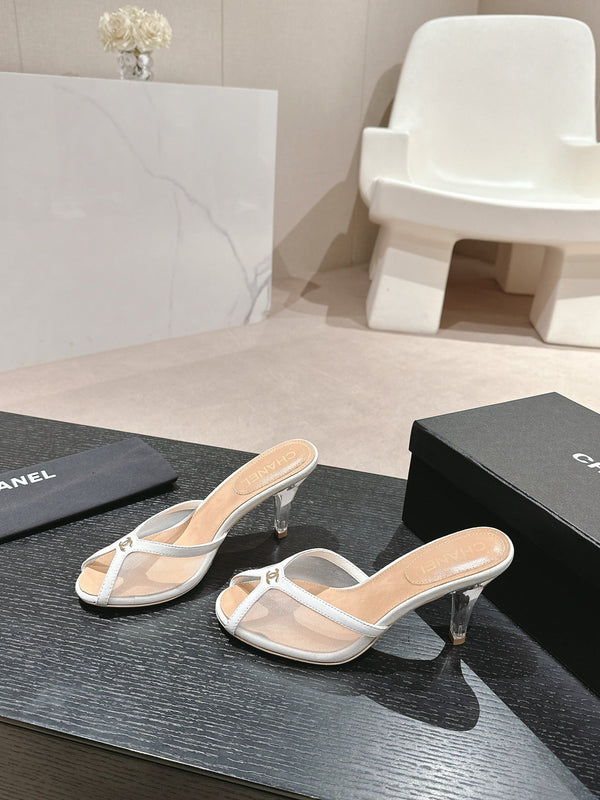 sandalo mulo 75 tessuto bianco vitello beige scuro