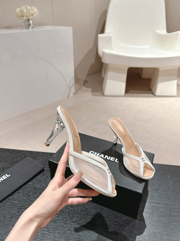 sandalo mulo 75 tessuto bianco vitello beige scuro