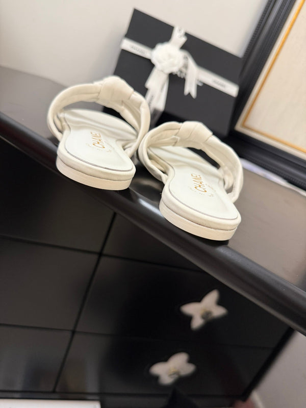 CC 25C Mules a tre cinturini in pelle di agnello bianca 233558