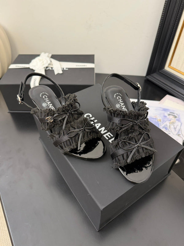 cc25 slingback sandal ̣65mm bow black grosgrain canvas 233592