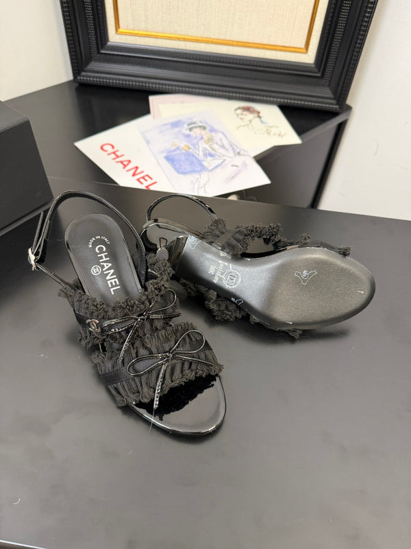 cc25 slingback sandal ̣65mm bow black grosgrain canvas 233592