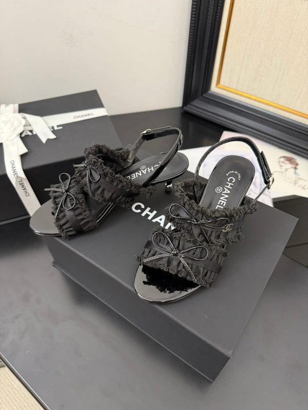 cc25 slingback sandal ̣65mm bow black grosgrain canvas 233592