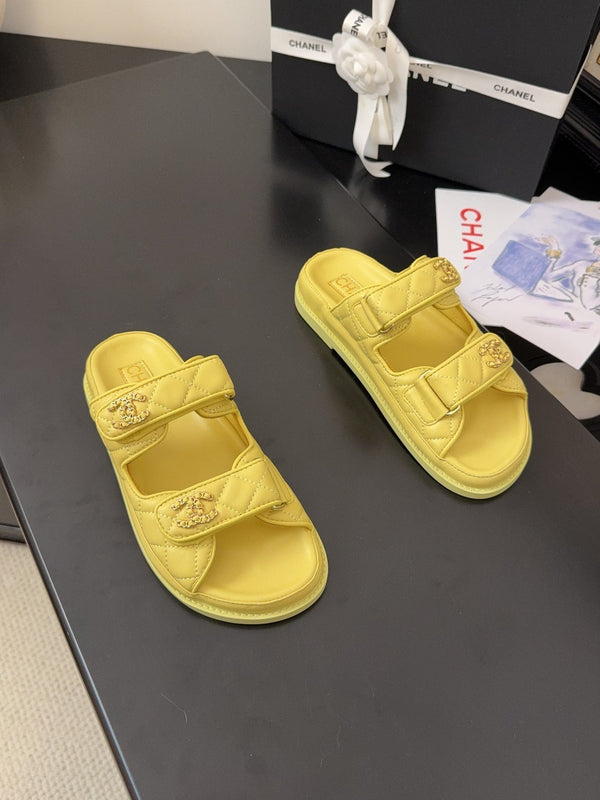 CC 25 Dad Sandal Mule Yellow Calfskin