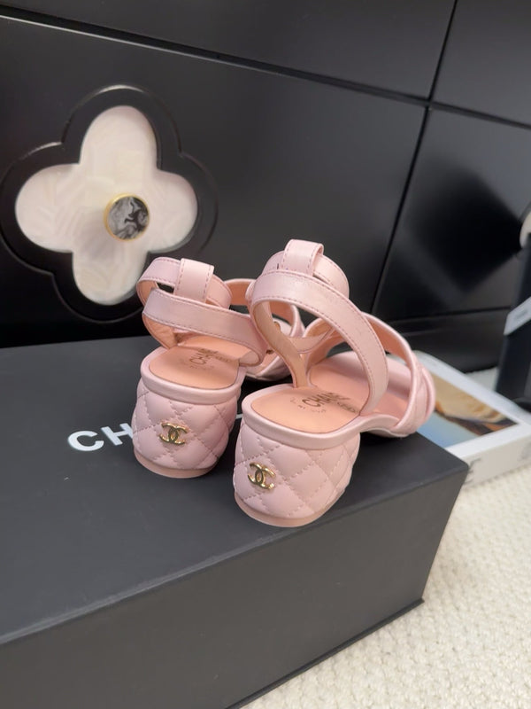 25C Sandal 45mm Open Heel Pink Lambskin 233489