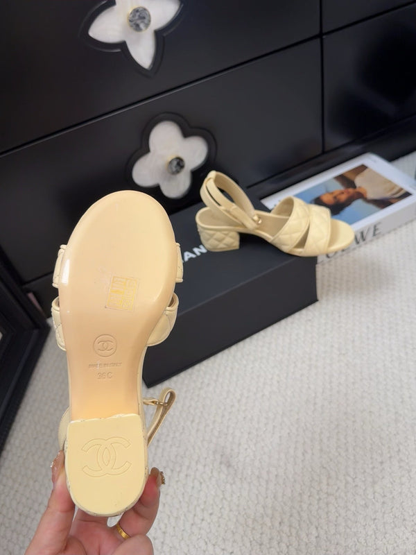 25C Sandal 45mm Open Heel Beige Lambskin 233490