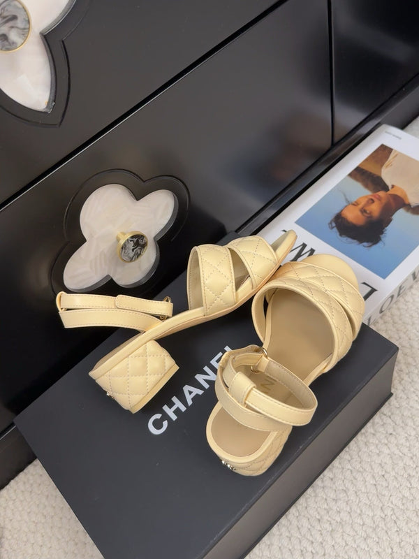 25C Sandal 45mm Open Heel Beige Lambskin 233490