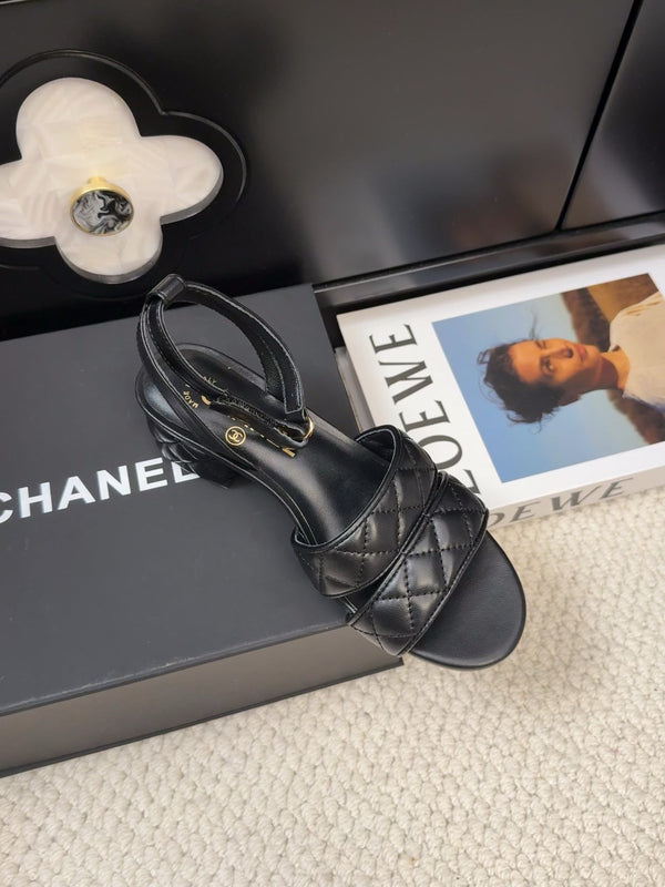 25C Sandal 45mm Open Heel Black Lambskin 233491