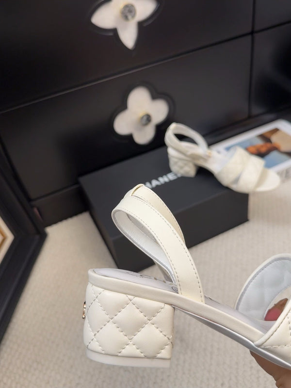 25C Sandal 45mm Open Heel White Lambskin 233492