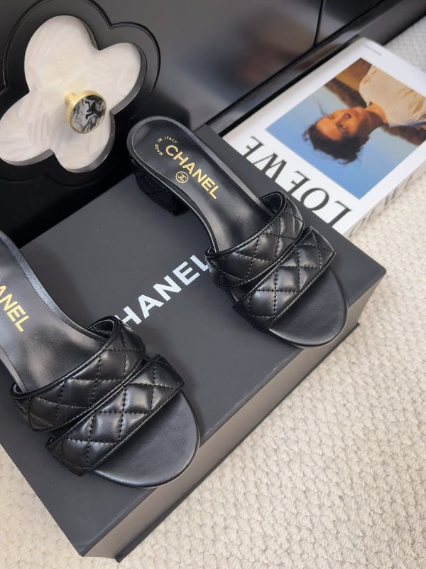 CC 25C Mule Sandal 45mm Open Heel Black Lambskin 233496