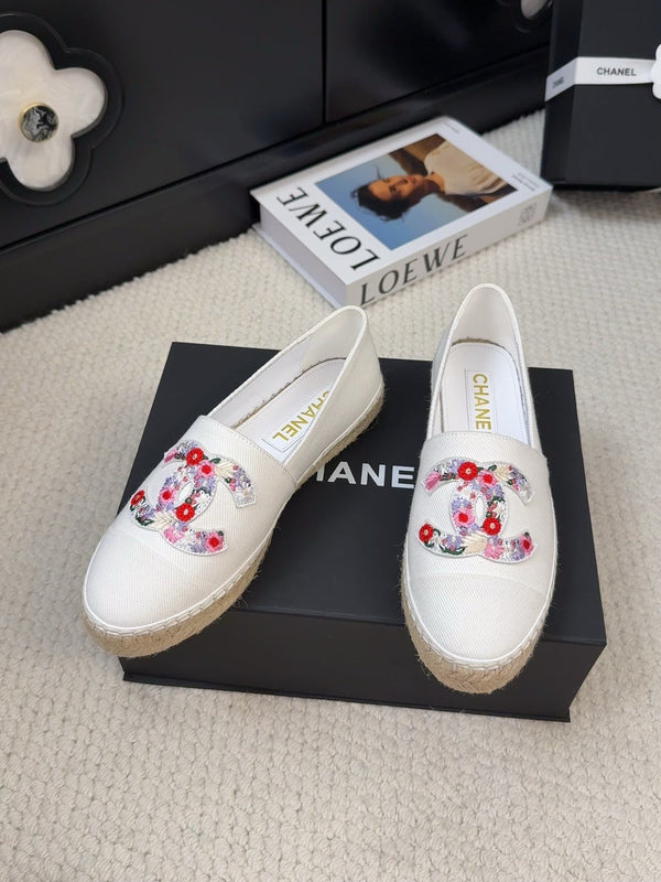 CC Loafer In White Canvas With Colorful Logo