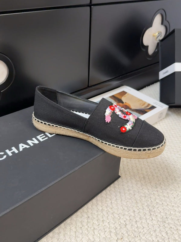 CC Loafer In Black Canvas With Colorful Logo