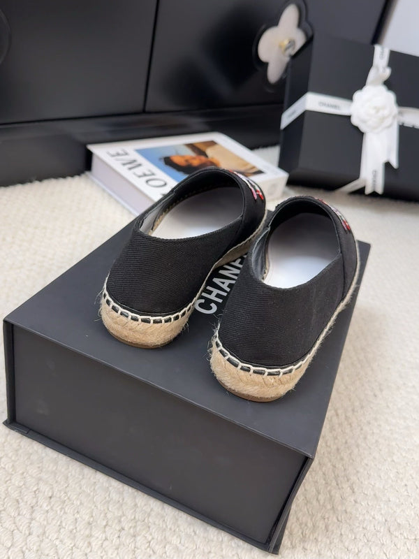 CC Loafer In Black Canvas With Colorful Logo
