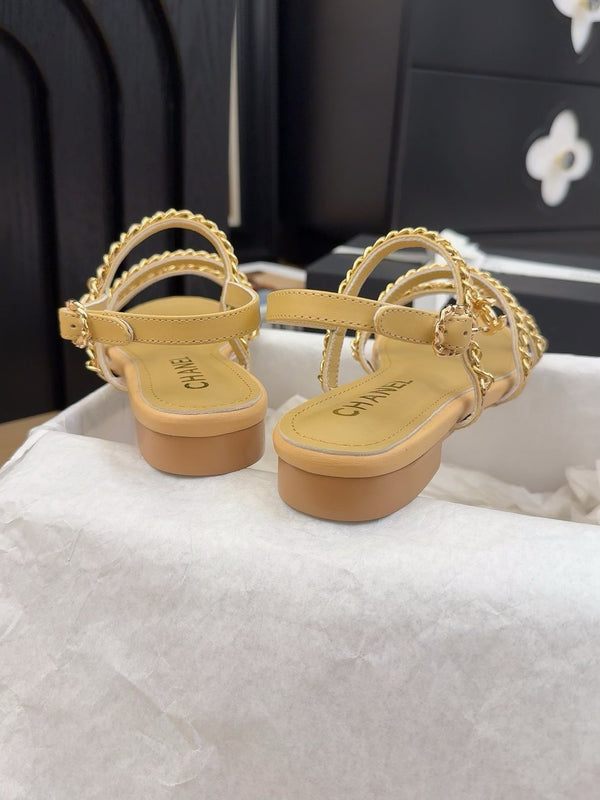 CC 25S Sandal Three Leather Strap Beige Calfskin