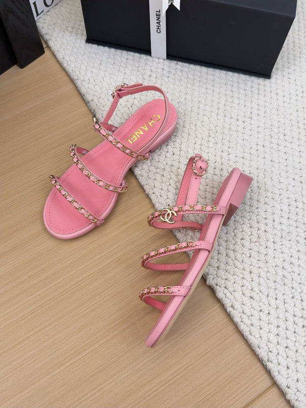 CC 25S Sandal Three Leather Strap Pink Calfskin
